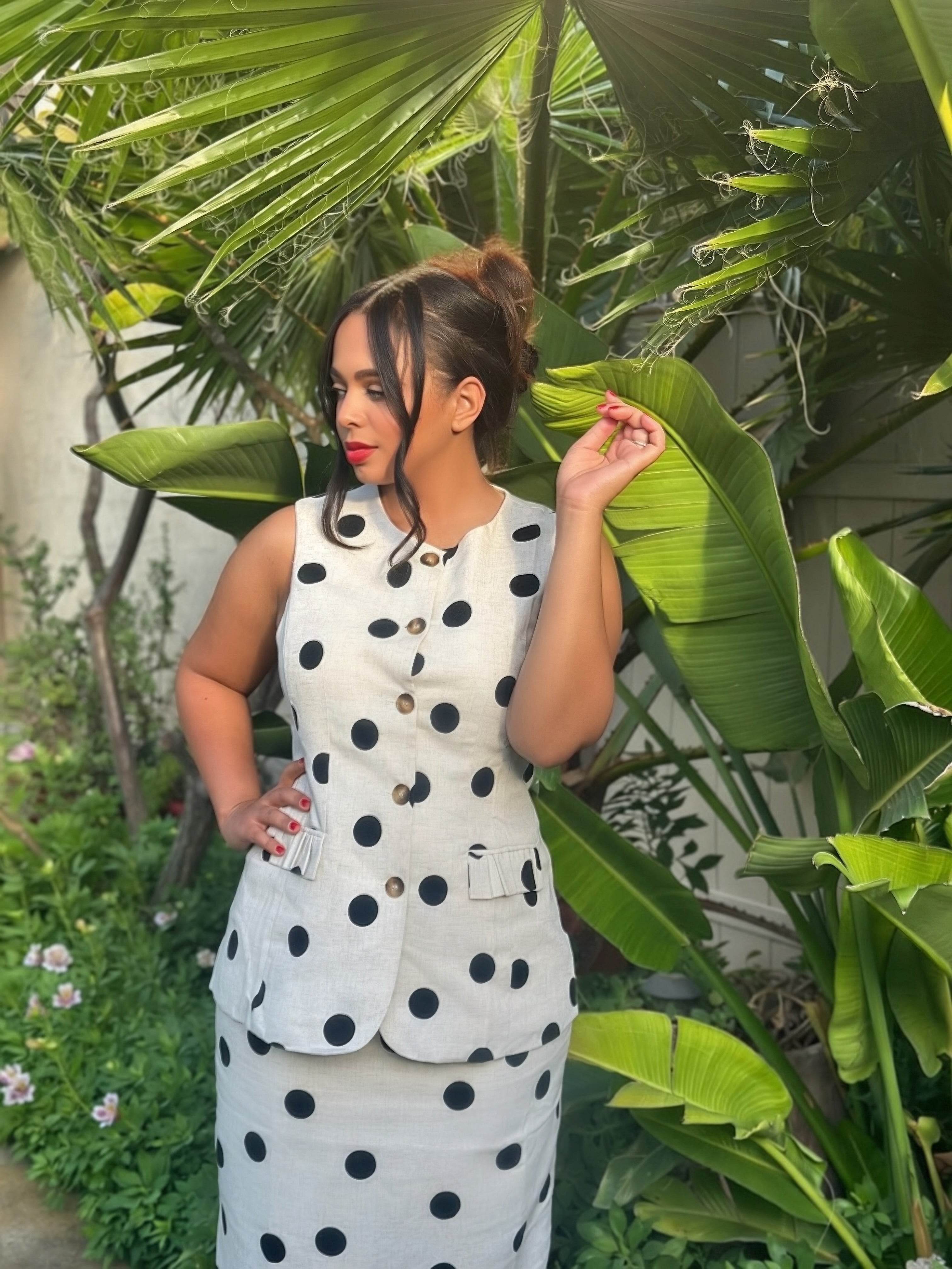 Monaco Polka Dot Linen Set
