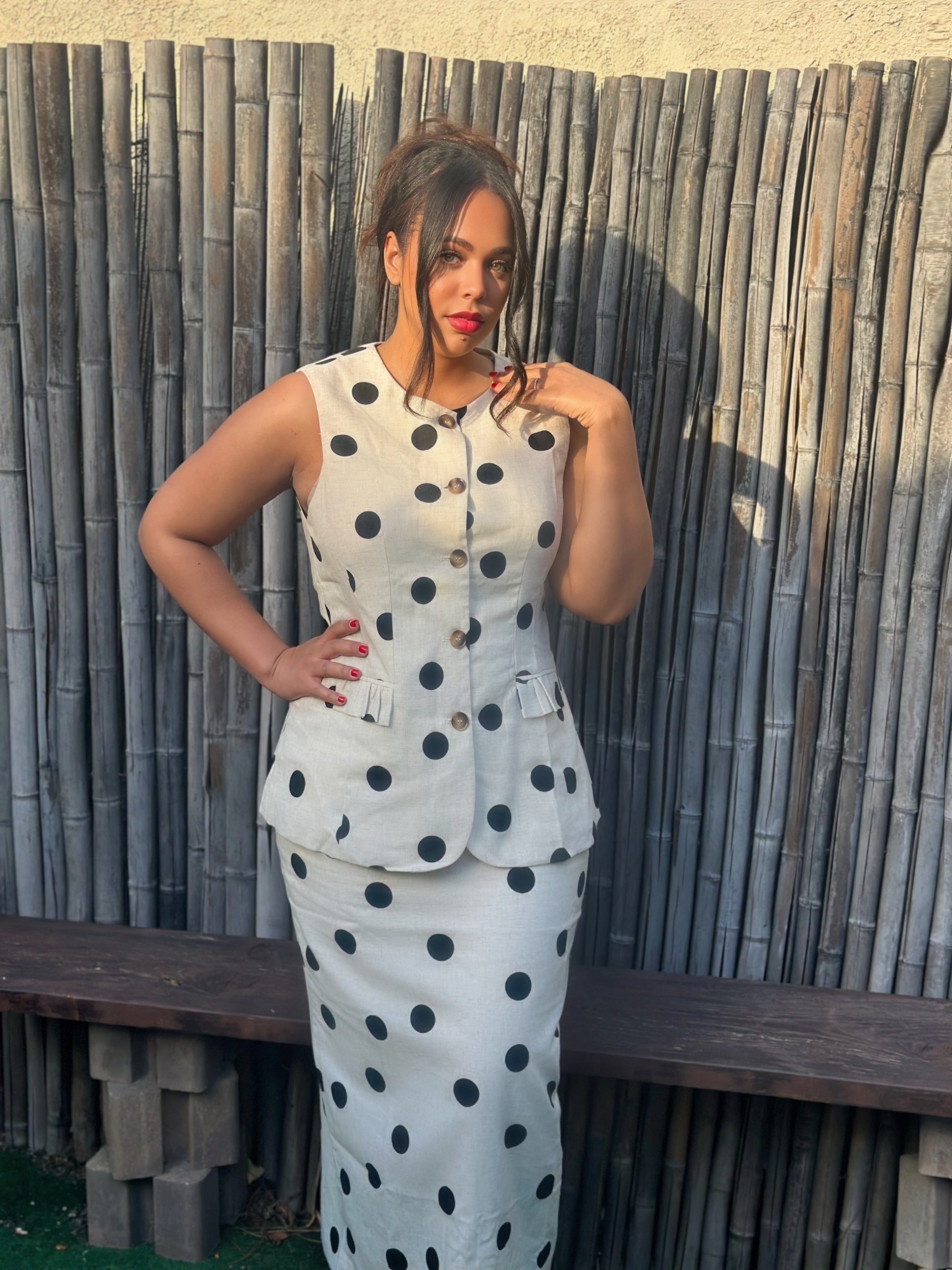 Monaco Polka Dot Linen Set