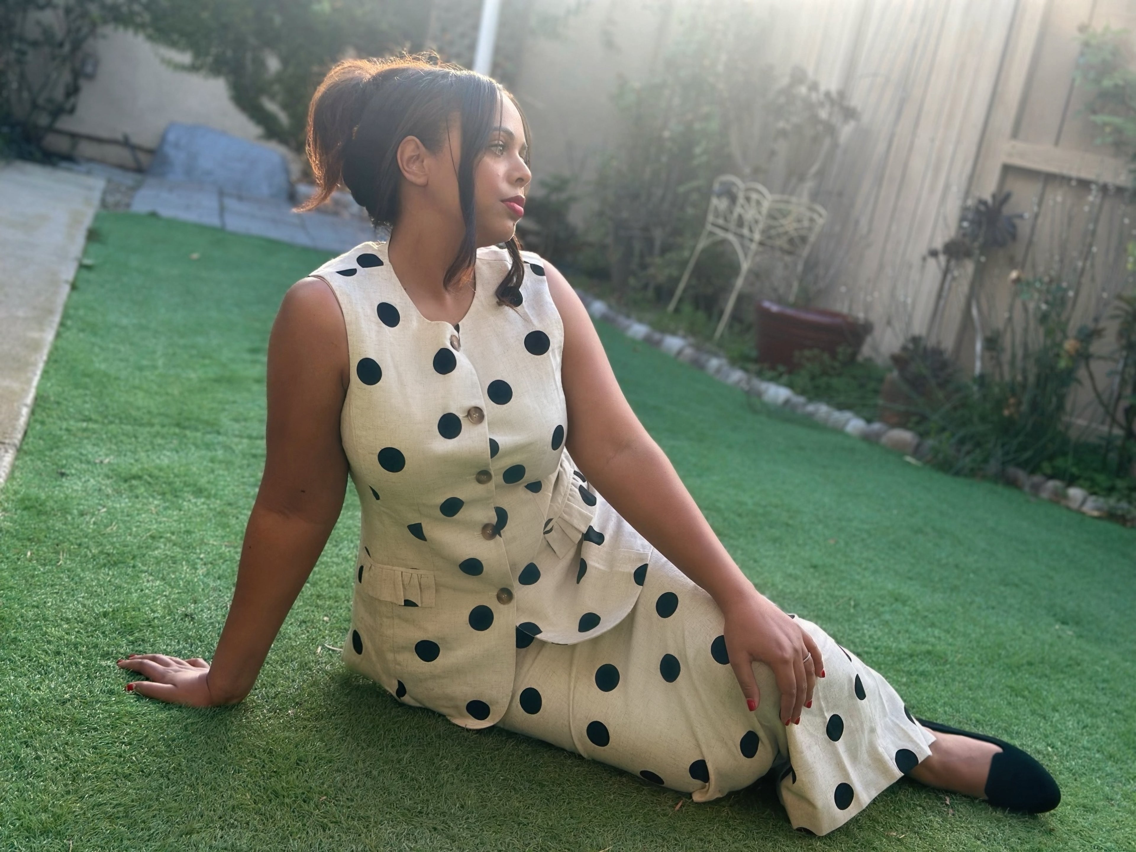 Monaco Polka Dot Linen Set