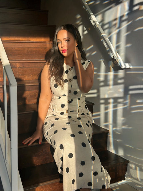 Monaco Polka Dot Linen Set